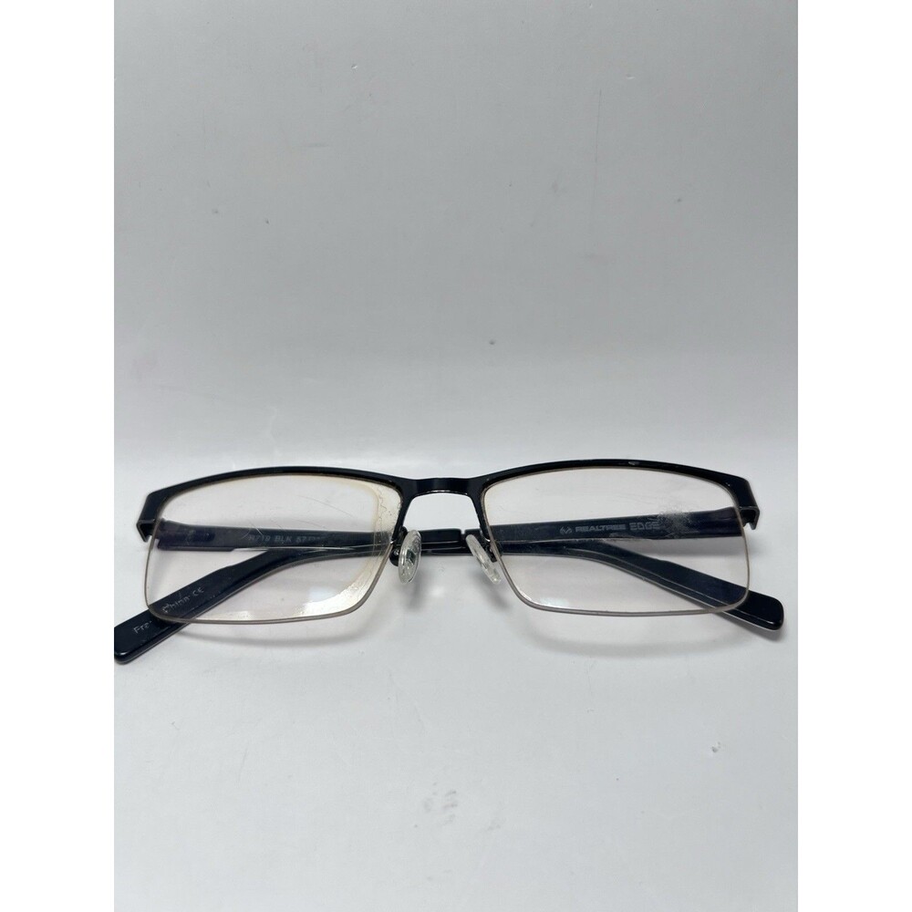 Realtree Eyeglasses Frame Only Edge R719 Black Metal Rectangular Half Rim 57-17